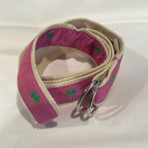 Lettia canvas & embroidered palm tree loop belt size large